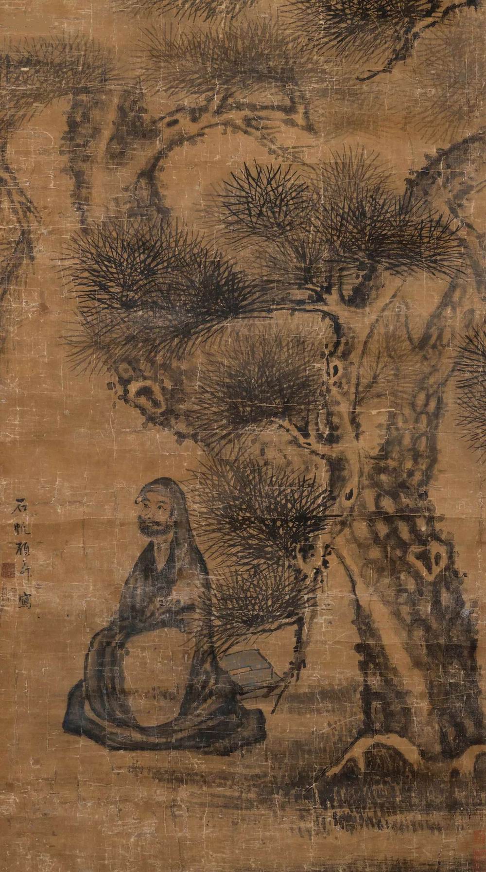 顾升（清） 松下达摩-1-8（106.8×59.5cm 绢轴.jpg